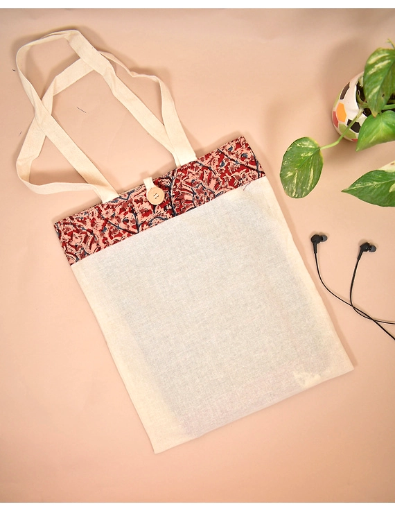 Kalamkari and kora Cotton Shopping bags - Pack of 10 - KKB01E-3