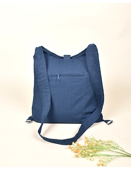 T.Blue and White Ikkat Sling Bag With Embroidery : SBG01E-1-sm