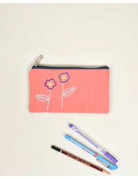 Lite Pink Pencil pouch with hand embroidery - PPH02I-1-sm