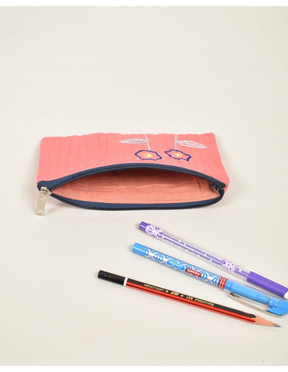 Lite Pink Pencil pouch with hand embroidery - PPH02I-3