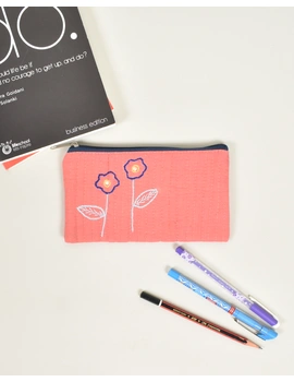 Lite Pink Pencil pouch with hand embroidery - PPH02I-PPH02I-sm