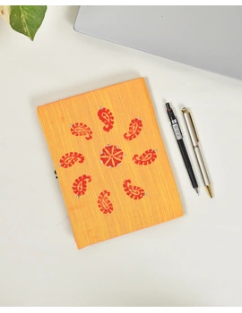 Yellow Silk Handmade Diary with Flower Print : STN05AD-1-sm