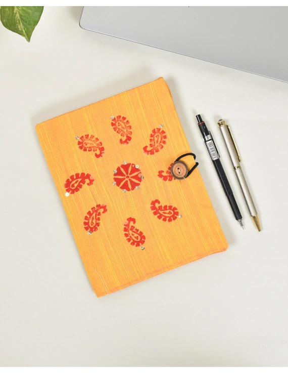 Yellow Silk Handmade Diary with Flower Print : STN05AD-STN05AD