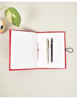 Red Silk Handmade Diary with Flower Print : STN05B-2-sm