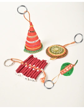 Delightful Handmade Key Chain In Shape Of a Diwali Cracker Pack of 4) : HWD07E-HWD07E-sm