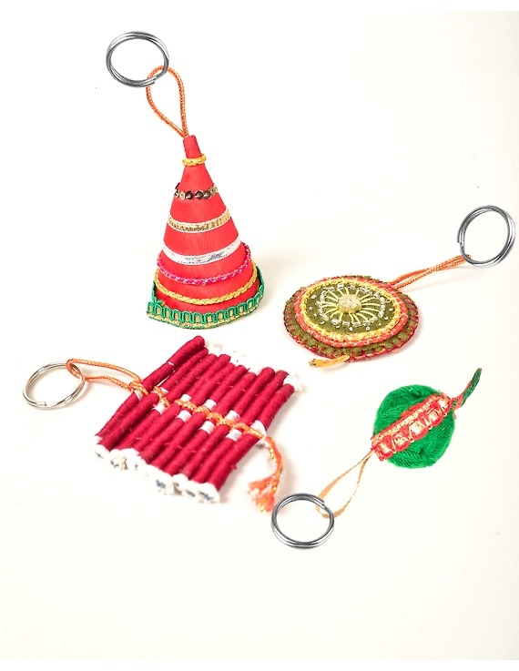Delightful Handmade Key Chain In Shape Of a Diwali Cracker : HWD07C-1