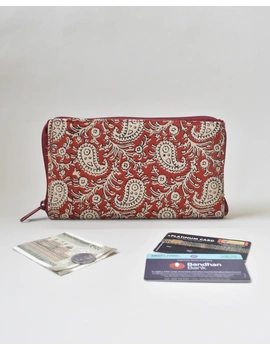 Red printed ladies wallet with zip : WLL07B-WLL07B-sm