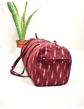 Overnight duffel bag in brown Ikat cotton: VBS01FD-1-sm