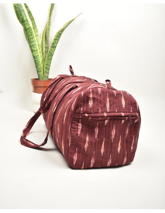 Overnight duffel bag in brown Ikat cotton: VBS01FD-1