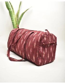 Overnight duffel bag in brown Ikat cotton: VBS01FD-2-sm
