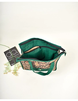 Kalamakari Quilted Tote Bag - Medium - Green -TBKM03A-2-sm