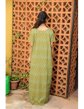 Green and Orange Handcrafted Nighties In Ikat Cotton : NW110D-L/XL-1-sm