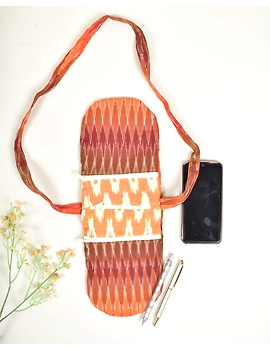 Multi-pocket sling bag in pink ikat cotton: CPI01C-3-sm