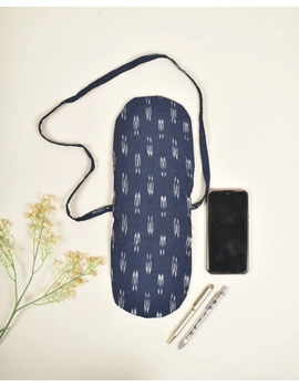 Multi-pocket sling bag in blue ikat cotton: CPI01B-2-sm