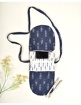 Multi-pocket sling bag in blue ikat cotton: CPI01BD-2-sm