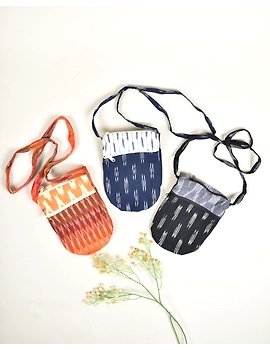 Multi-pocket sling bag in pink ikat cotton: CPI01C-4-sm
