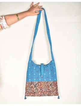 T.Blue and Red Kalamkari Sling Bag With Embroidery : SBG01G-2-sm