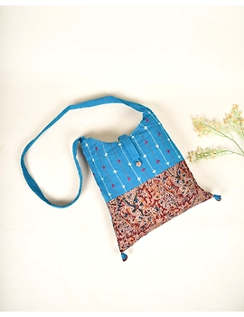 T.Blue and Red Kalamkari Sling Bag With Embroidery : SBG01G-SBG01G-sm
