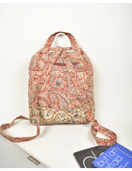 Quilted Red &amp; Green Kalamkari Backpack Bag : VBPS09D-2-sm