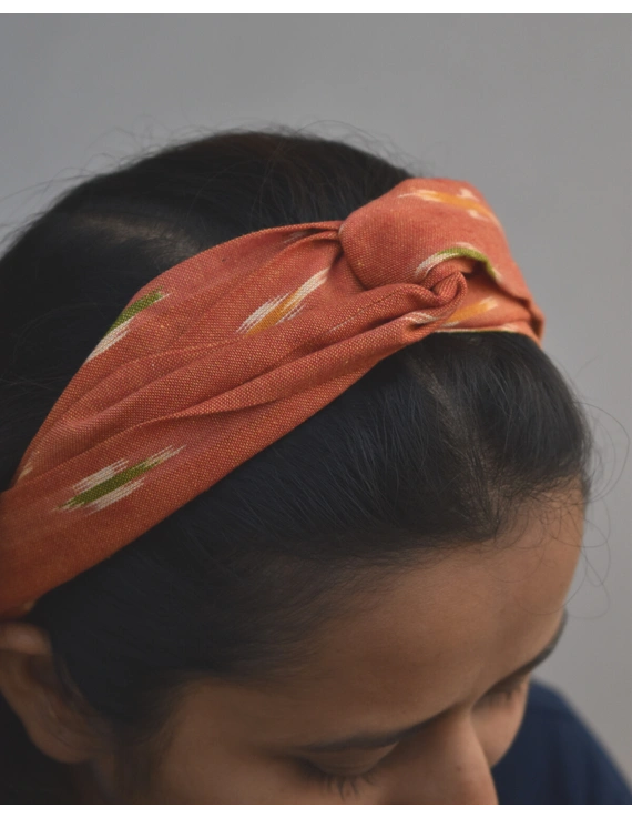 Orange Beautiful handstitched Ikat loop Headband - WAK04A-1