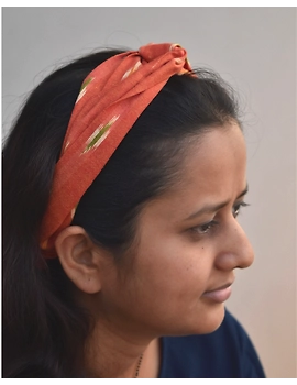 Orange Beautiful handstitched Ikat loop Headband - WAK04A-2-sm