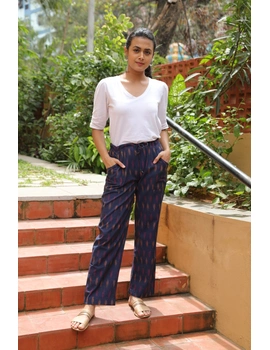 Blue Ikat cotton pants with two pockets: EP04A-EP04A-L-sm