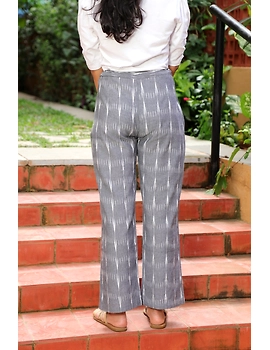 Grey Ikkat Straight Palazzo : SPZ02A-S-4-sm