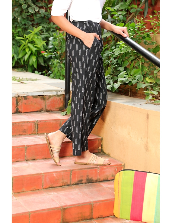 Black Ikkat Straight Palazzo : SPZ02B-XL-3