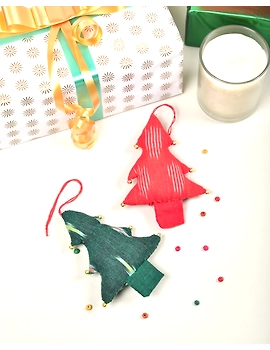 Christmas decorations - fabric Christmas tree- set of two - HWD06C-HWD06C-sm