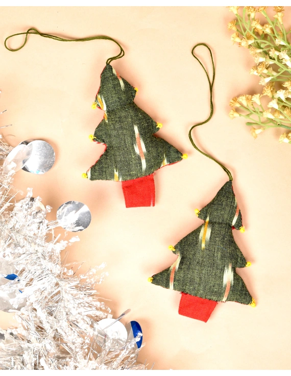 Christmas decorations - fabric Christmas tree- set of two - HWD06C-1