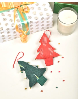 Christmas decorations set - stars, hearts, christmas trees - set of six assorted fabric toys - HWD06E-4-sm