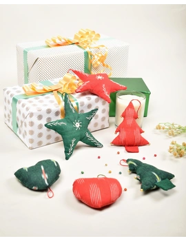 Christmas decorations set - stars, hearts, christmas trees - set of six assorted fabric toys - HWD06E-HWD06E-sm