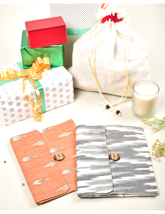 &quot;Samarth&quot; Ikat Diary Sleeve with Button / Journals : STJ13AD-5