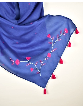 Floral Hand Embroidery Stoles/ Scarf's For Women - WAS04B-1-sm