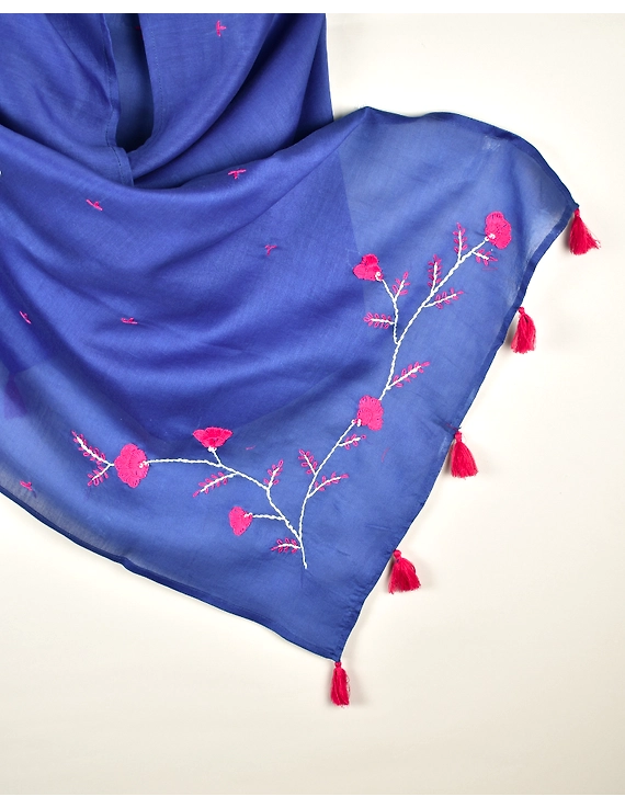 Floral Hand Embroidery Stoles/ Scarf's For Women - WAS04B-1