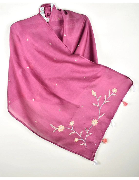 Floral Hand Embroidery Stoles/ Scarf's For Women - WAS04D-WAS04D