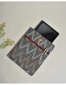 Quilted Ipad Sleeve in Grey Ikat Cotton - LBT04A-LBT04A-sm