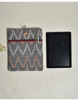 Quilted Ipad Sleeve in Grey Ikat Cotton - LBT04AD-3-sm