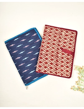 Red Kalamkari folder with button - SFB04A-1-sm