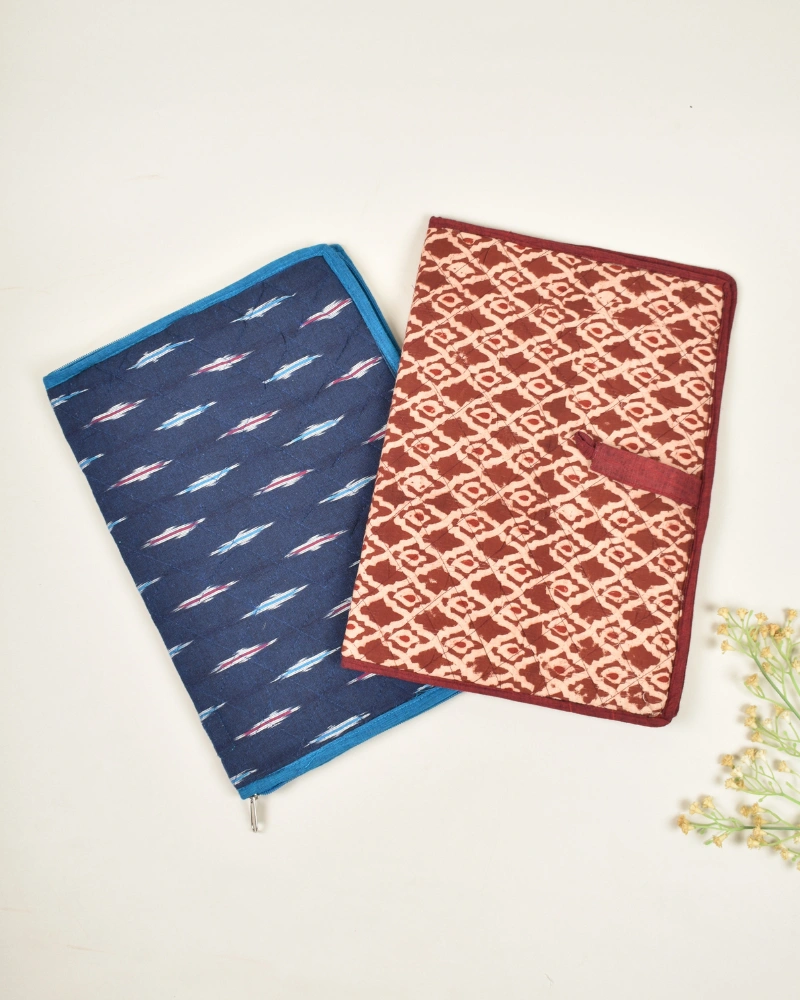 Blue ikat folder with zip : SFZ03A-1