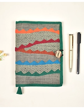 Hand embroidered applique diary sleeve green - STJ06B-STJ06BD-sm