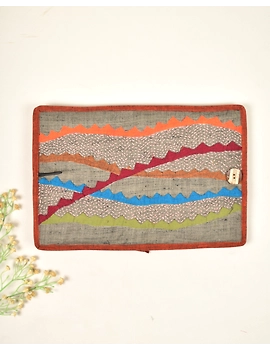 Hand embroidered applique diary sleeve brown - STJ06C-4-sm