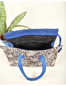 Blue Kalamkari Jute Box Bags : TBJ02B-2-sm