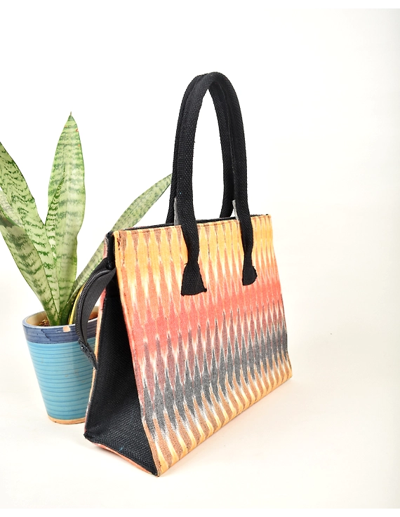 Multi-color Ikat tote cum lunch Box Bags : TBJ02C-3