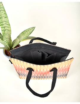 Multi-color Ikat tote cum lunch Box Bags : TBJ02C-1-sm