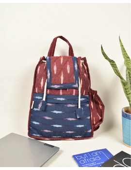 Maroon and blue ikat backpack laptop bag: LBB04A-LBB04A-sm