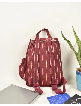 Maroon and blue ikat backpack laptop bag: LBB04A-1-sm