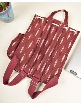 Maroon and blue ikat backpack laptop bag: LBB04A-4-sm