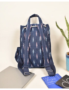 Blue and white ikat backpack laptop bag : LBB04BD-1-sm