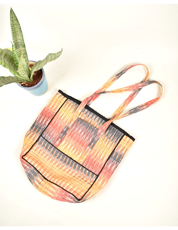 Yellow Capacious Quilted Ikkat Tote Bag : TBC10A-5